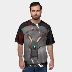 Футболка оверсайз мужская Черный кролик орет как сумасшедший, цвет: 3D-принт — фото 2