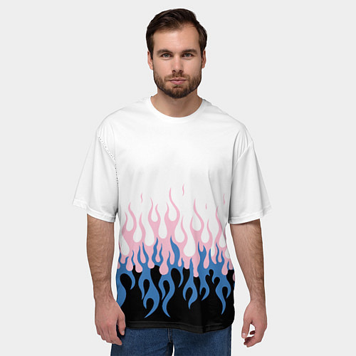 Мужская футболка оверсайз Ледяное пламя / 3D-принт – фото 3