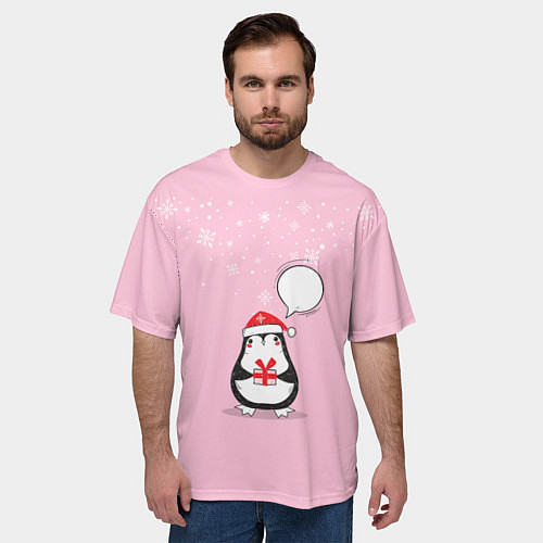 Мужская футболка оверсайз New year pinguin / 3D-принт – фото 3