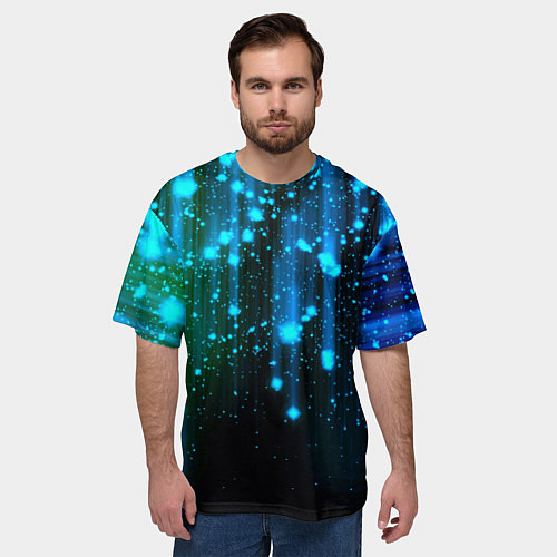 Мужская футболка оверсайз Space - starfall / 3D-принт – фото 3