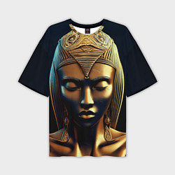 Футболка оверсайз мужская Нейросеть - золотая статуя египетской царицы, цвет: 3D-принт