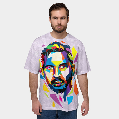 Мужская футболка оверсайз Портрет Тома Харди в геометрическом стиле / 3D-принт – фото 3