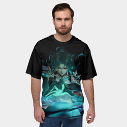 Футболка оверсайз мужская Сяо колдует Genshin Impact, цвет: 3D-принт — фото 2