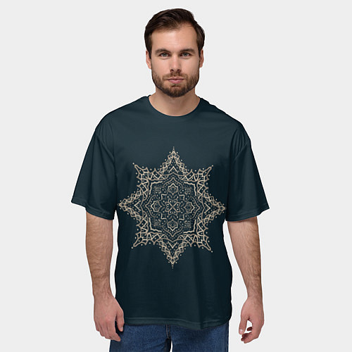 Мужская футболка оверсайз Золотой узор / 3D-принт – фото 3