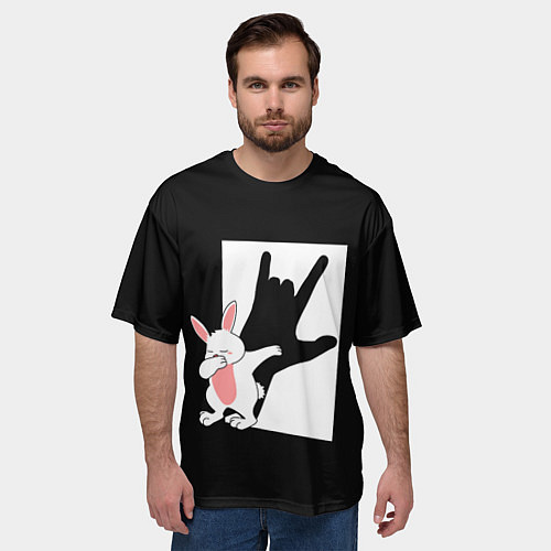 Мужская футболка оверсайз Тень дабающего кролика / 3D-принт – фото 3