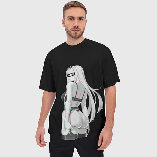 Мужская футболка оверсайз Waifu Zero Two / 3D-принт – фото 3