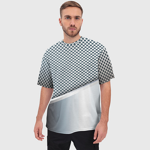Мужская футболка оверсайз Текстура объёмного металла / 3D-принт – фото 3