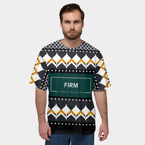 Мужская футболка оверсайз FIRM ретро свитер / 3D-принт – фото 3