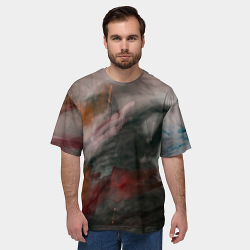 Мужская футболка оверсайз Темнота, тени и краски / 3D-принт – фото 3