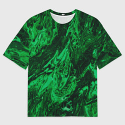 Футболка оверсайз мужская Зелёные краски во тьме, цвет: 3D-принт
