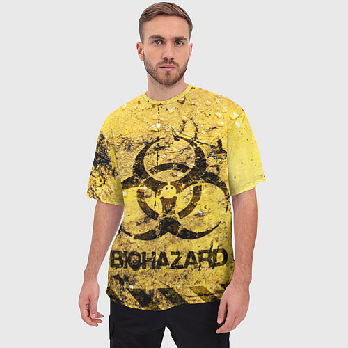 Мужская футболка оверсайз Danger biohazard / 3D-принт – фото 3