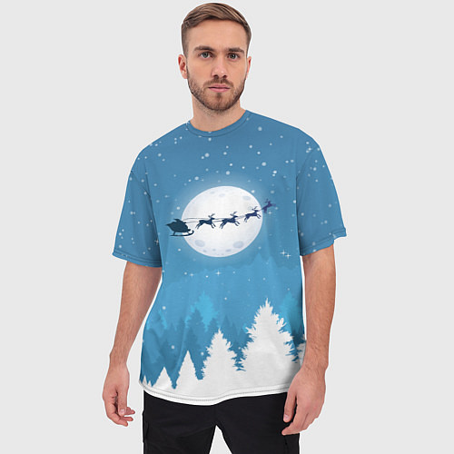 Мужская футболка оверсайз Новогодняя сказка дед мороз / 3D-принт – фото 3