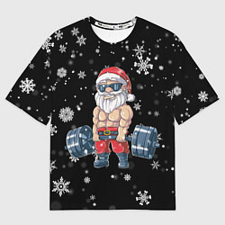 Футболка оверсайз мужская Силач Санта, цвет: 3D-принт