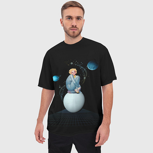 Мужская футболка оверсайз Pinup женщина на Луне / 3D-принт – фото 3