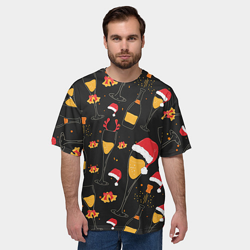 Мужская футболка оверсайз Брызги шампанского / 3D-принт – фото 3