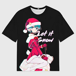 Футболка оверсайз мужская Новогодняя аниме девочка Аянами, цвет: 3D-принт