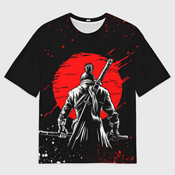Футболка оверсайз мужская Самурай - красное солнце, цвет: 3D-принт