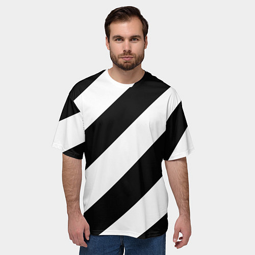 Мужская футболка оверсайз Черно-белые полосы / 3D-принт – фото 3