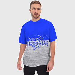 Футболка оверсайз мужская Merry Christmas синий, цвет: 3D-принт — фото 2