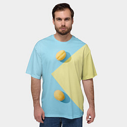 Футболка оверсайз мужская Жёлтый и голубой цвета и абрикосы, цвет: 3D-принт — фото 2
