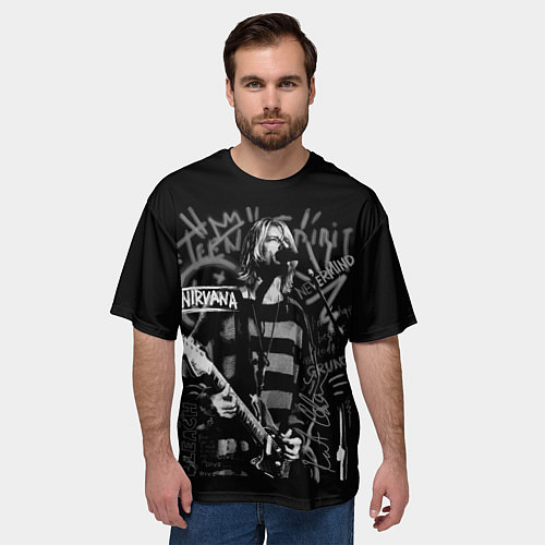Мужская футболка оверсайз Nirvana teen spirit / 3D-принт – фото 3