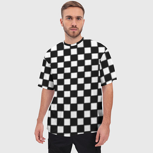 Мужская футболка оверсайз Шахматная доска / 3D-принт – фото 3
