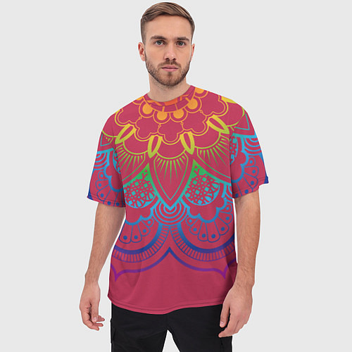 Мужская футболка оверсайз Viva magenta mandala / 3D-принт – фото 3