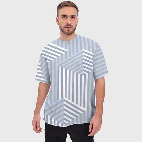 Мужская футболка оверсайз Строгий геометрический узор / 3D-принт – фото 3