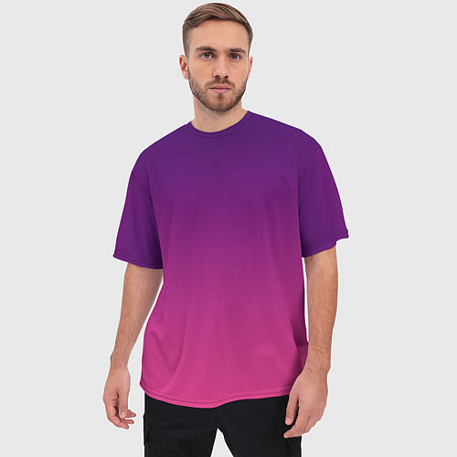 Мужская футболка оверсайз Фиолетово малиновый градиент / 3D-принт – фото 3