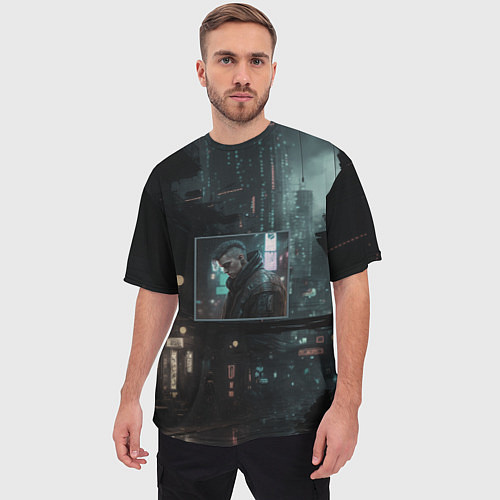 Мужская футболка оверсайз Обратная сторона Найт Сити / 3D-принт – фото 3