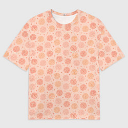 Мужская футболка оверсайз Узор из снежинок в розовых оттенках