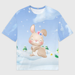 Футболка оверсайз мужская Милый зайка новый год, цвет: 3D-принт