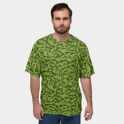 Футболка оверсайз мужская Милитари листья в полоску, цвет: 3D-принт — фото 2
