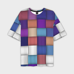 Футболка оверсайз мужская Геометрическое множество разноцветных квадратов, цвет: 3D-принт