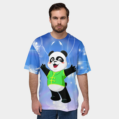 Мужская футболка оверсайз Панда разводит руками / 3D-принт – фото 3