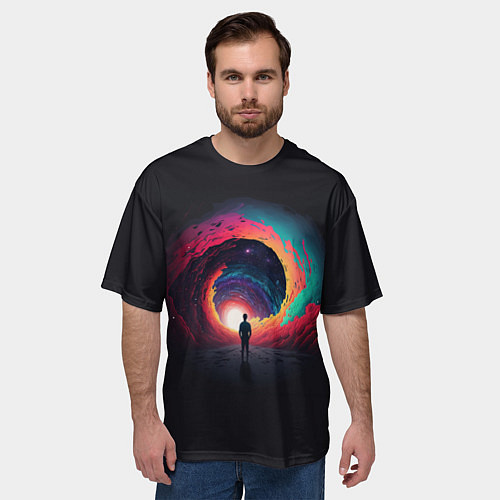 Мужская футболка оверсайз На пути к новым мирам / 3D-принт – фото 3