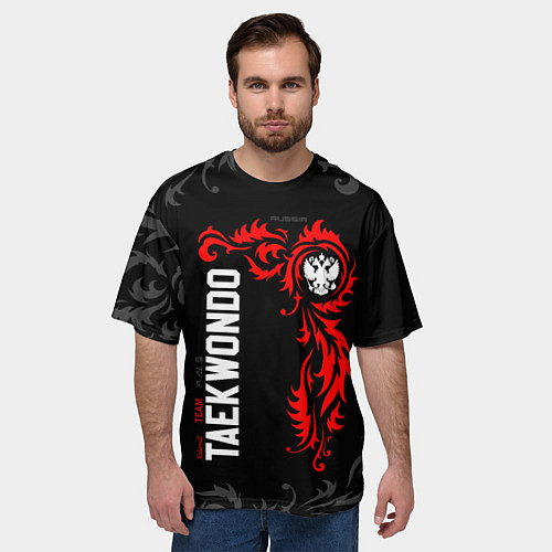 Мужская футболка оверсайз Сборная России по тхэквондо / 3D-принт – фото 3