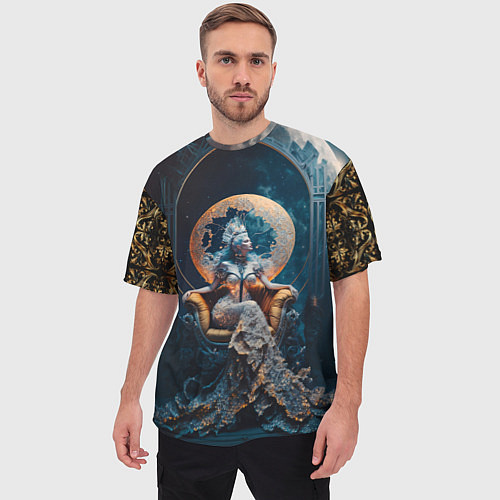 Мужская футболка оверсайз Лунная королева - нейросеть / 3D-принт – фото 3