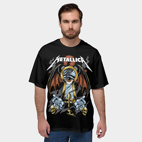 Мужская футболка оверсайз Металлика - Metallica / 3D-принт – фото 3
