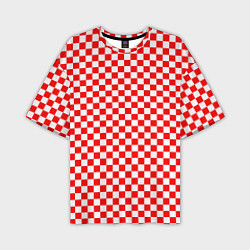 Футболка оверсайз мужская Красные и белые квадраты, цвет: 3D-принт