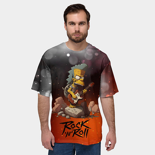 Мужская футболка оверсайз Simpsons rock n roll / 3D-принт – фото 3