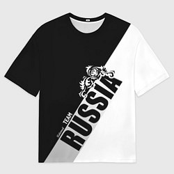 Футболка оверсайз мужская Russia national team: black and white lines, цвет: 3D-принт