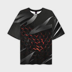 Футболка оверсайз мужская Black and red abstract, цвет: 3D-принт