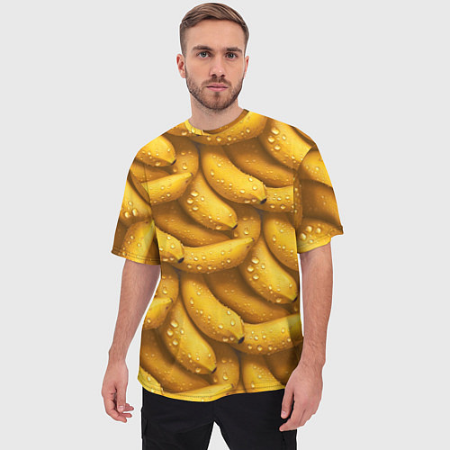 Мужская футболка оверсайз Сочная текстура из бананов / 3D-принт – фото 3