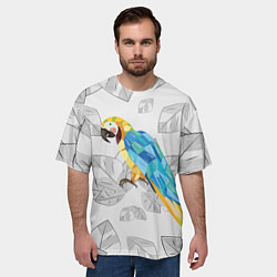 Футболка оверсайз мужская Попугай на сером фоне, цвет: 3D-принт — фото 2