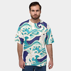 Футболка оверсайз мужская Волны - паттерн - мода, цвет: 3D-принт — фото 2