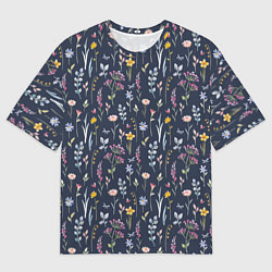 Футболка оверсайз мужская Акварельная цветочная полянка, цвет: 3D-принт