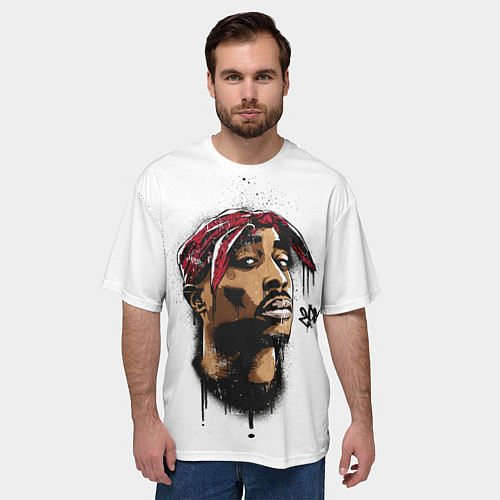 Мужская футболка оверсайз 2Pac - Тупак Шакур / 3D-принт – фото 3