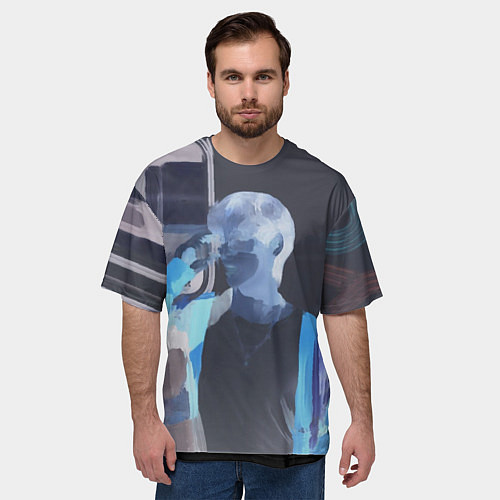Мужская футболка оверсайз Потрет Тэхена маслом / 3D-принт – фото 3