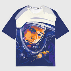 Футболка оверсайз мужская Юрий Гагарин в скафандре, цвет: 3D-принт